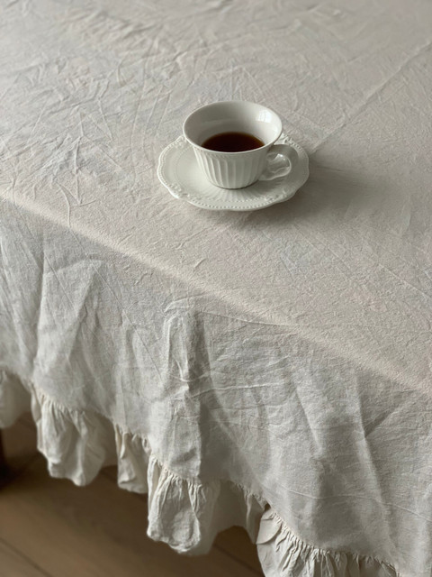 Ruffled Linen Tablecloth