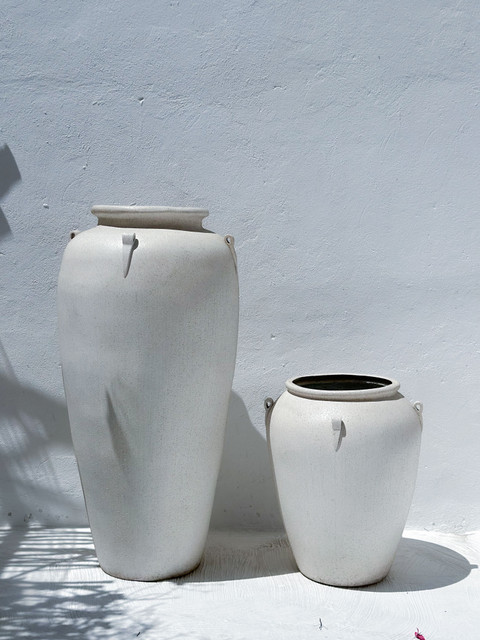 Whitewashed Stoneware Jars